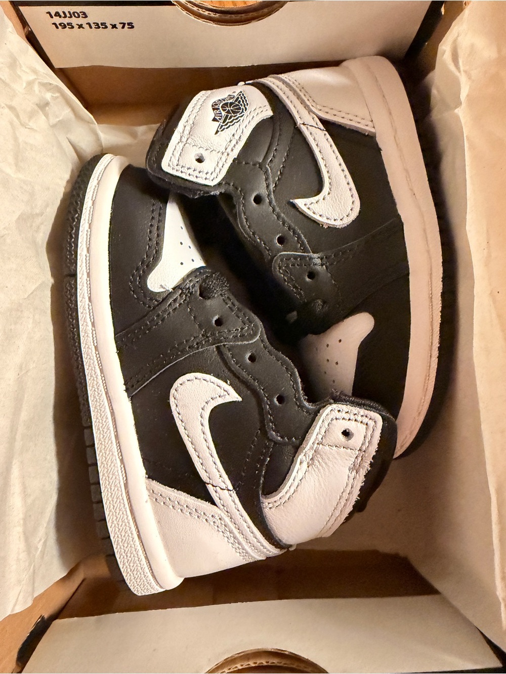 Jordan Kids 5C Black and White High-Top Sneakers